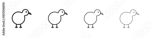 Kiwi bird icon with Editable Strokes in thin to bold line styles