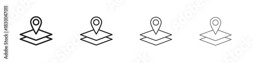Land layer location icon with Editable Strokes in thin to bold line styles