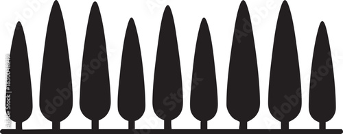Horizon with Tall Thin Cypress Trees in a Row Silhouettes Stock Illustration of Minimal Landscape