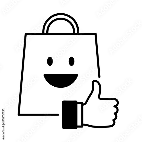 smiling shopping bag icon representing strong consumer confidence and economic optimism