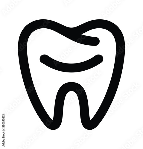 A simple black and white illustration of a tooth against a white background.