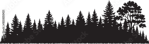 Distant Forest Horizon Silhouettes Across Flat Grassy Plain Landscape