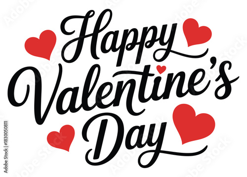 Happy Valentine's Day with decorative red hearts symbolizes love and affection.
