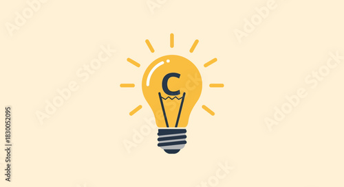 Creative light bulb idea concept with copyright symbol