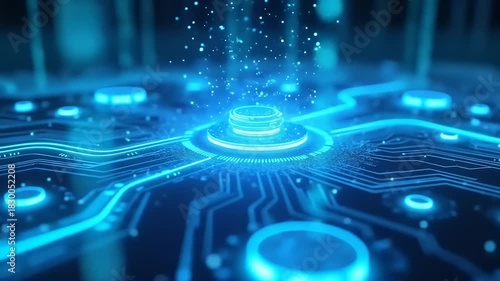 Futuristic Circuit Board and Data Flow.