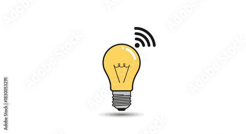 Smart idea concept light bulb with wifi signal on white background