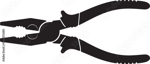 Vector silhouette illustration of a pair of universal combination pliers, an essential hand tool for gripping, bending, and cutting tasks.