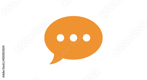 Minimal orange chat bubble with ellipsis on white background
