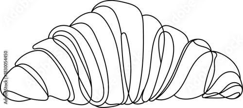 Simple linear croissant artwork featuring smooth contours and modern style. Ideal for branding, prints, stickers, packaging, and stylish culinary design projects.