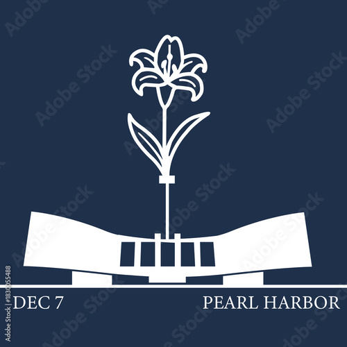 December 7 SVG | A Date Which Lives in Infamy | Pearl Harbor Remembrance Cut File | USS Arizona Memorial SVG for Cricut & Sublimation | Memorial Lily Flower