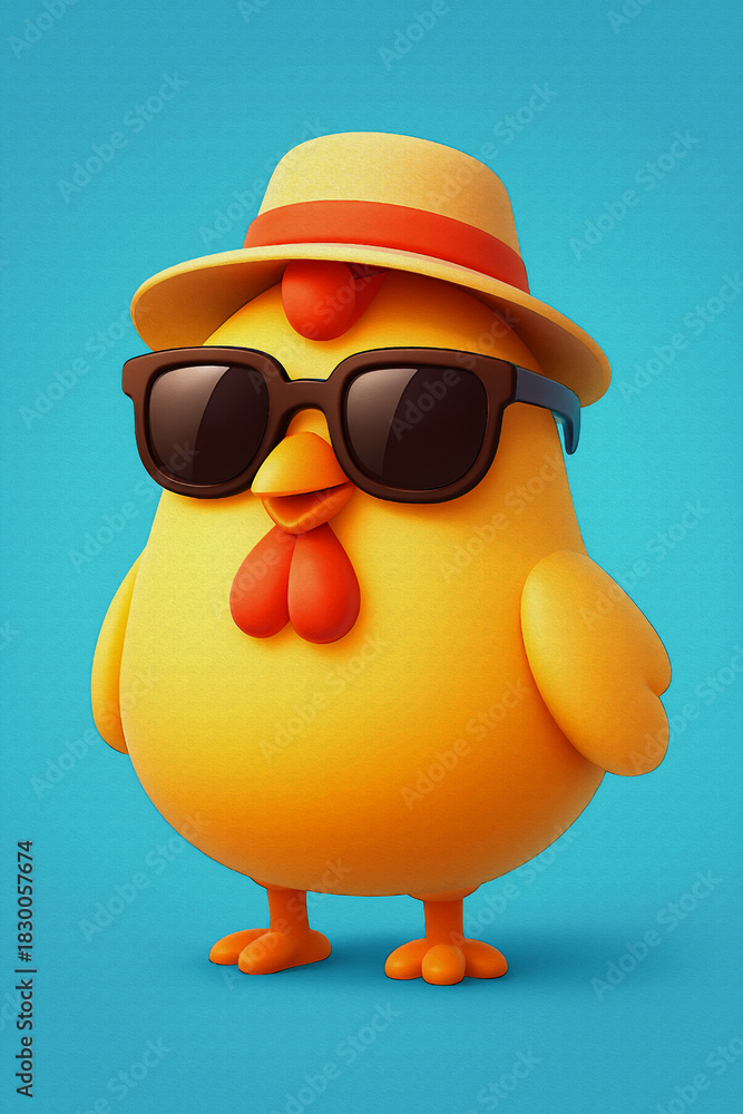 Fototapeta premium 3D cartoon chicken oil painting style illustration 