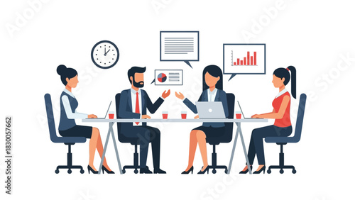 Business meeting teamwork concept with charts and laptops