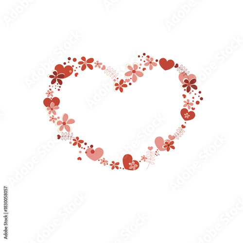 Floral Heart Wreath classic romantic red colors III