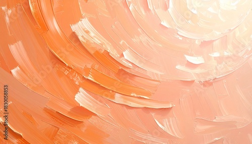 Abstract pale orange oil paint brushstrokes create a rich texture pattern, forming a visually appealing painting that works perfectly as wallpaper, background, or artistic design element for creative 