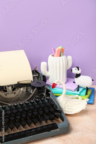 Vintage typewriter and knit...