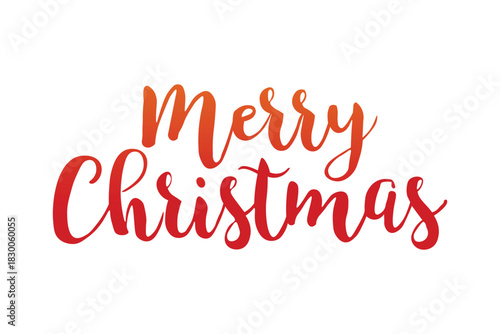 Elegant merry christmas text with fiery red gradient on white