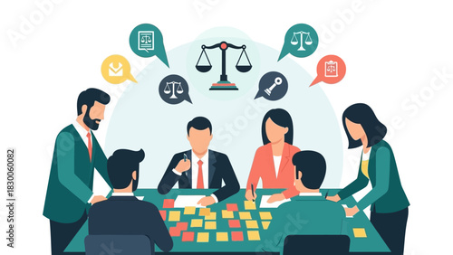 Team collaboration on legal strategies with visual communication tools