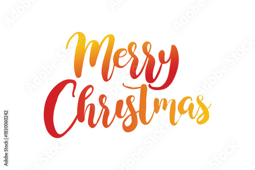 Elegant merry christmas calligraphy with fiery gradient on white background