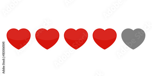 Heart Rating Bar Vector – Five-Level Love Score Indicator. Vector illustration.