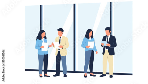 Professional team collaboration in modern office setting