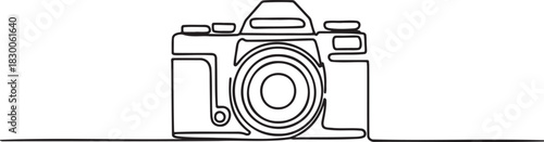 Continuous line drawing of photo camera