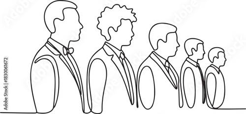 Continuous One Line Drawing of Group of Business People
