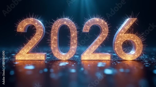 Glowing 2026 futuristic digital background.