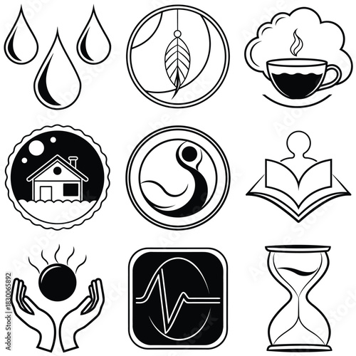 Abstract graphic with three centrally aligned elements in vibrant colors