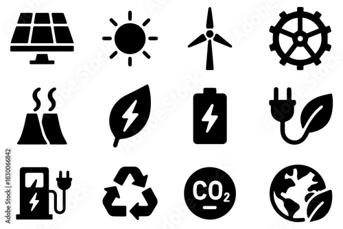Renewable Energy Icons. Renewable energy research.