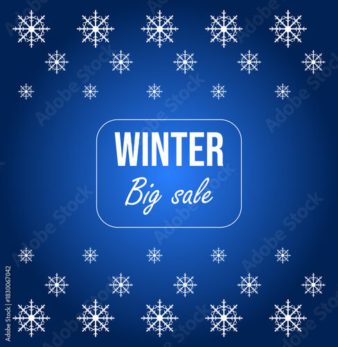 Colorful banner for winter sales with a snowflake pattern and the inscription "Winter Big Sale"