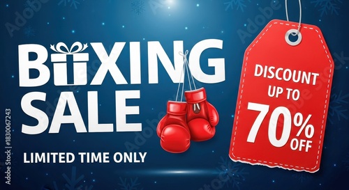 Boxing day sale background template with price tag. A vibrant festive layout perfect for promotional discounts and holiday offers.
