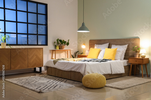 Interior of bedroom with co...