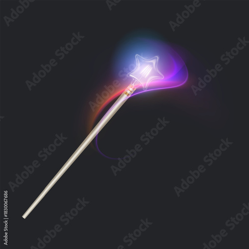 Fairytale magic wand fantastic magical light sparkle trail, Vector format