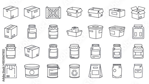 Collection of Various Packaging and Container Outlines.