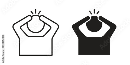 Anxiety or stress icon or logo pack. Vector Illustration Outline and flat