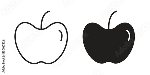 Apple icon or logo pack. Vector Illustration Outline and flat