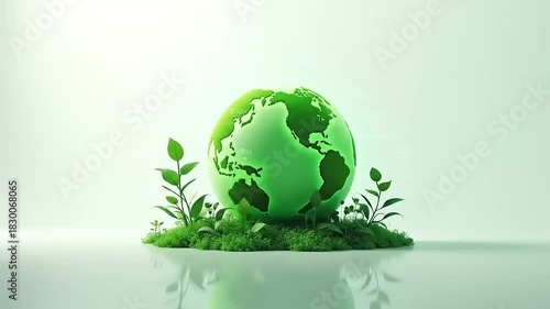 Green Earth with plants with nature concept.
