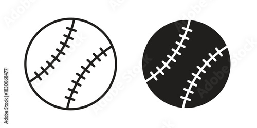 Baseball icon or logo pack. Vector Illustration Outline and flat