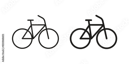 Biking mountain icon or logo pack. Vector Illustration Outline and flat
