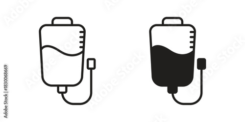 Blood transfusion icon or logo pack. Vector Illustration Outline and flat