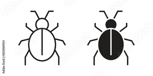 Bug icon or logo pack. Vector Illustration Outline and flat