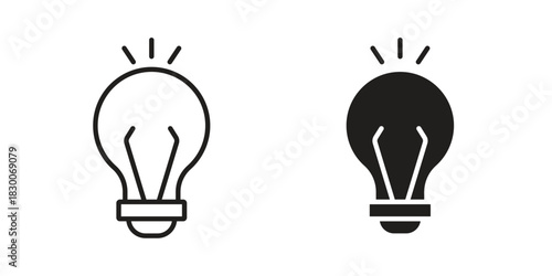 Bulb icon or logo pack. Vector Illustration Outline and flat