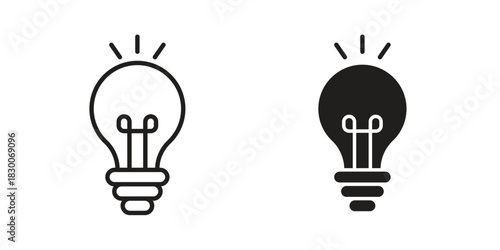 Bulb icon or logo pack. Vector Illustration Outline and flat