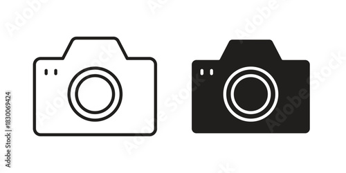 Camera icon or logo pack. Vector Illustration Outline and flat