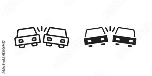 Car crash icon or logo pack. Vector Illustration Outline and flat