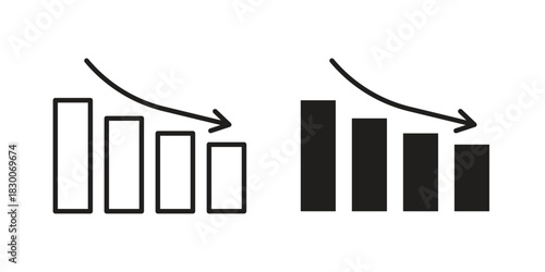 Chat arrow down icon or logo pack. Vector Illustration Outline and flat