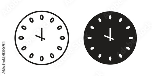 Clock icon or logo pack. Vector Illustration Outline and flat