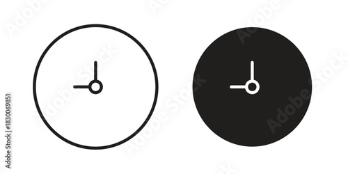 Clock nine icon or logo pack. Vector Illustration Outline and flat