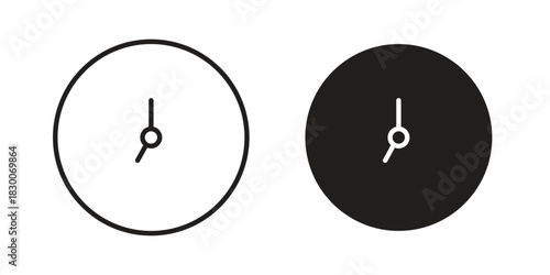 Clock seven icon or logo pack. Vector Illustration Outline and flat