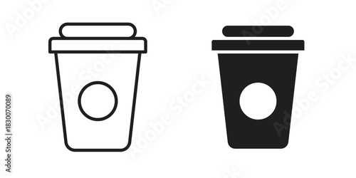 Coffee icon or logo pack. Vector Illustration Outline and flat